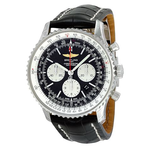 breitling navitimer black leather strap